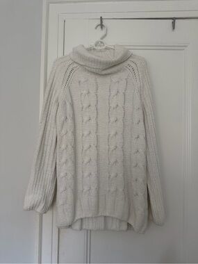 Hem & Thread Cream Cable Turtleneck Sweater